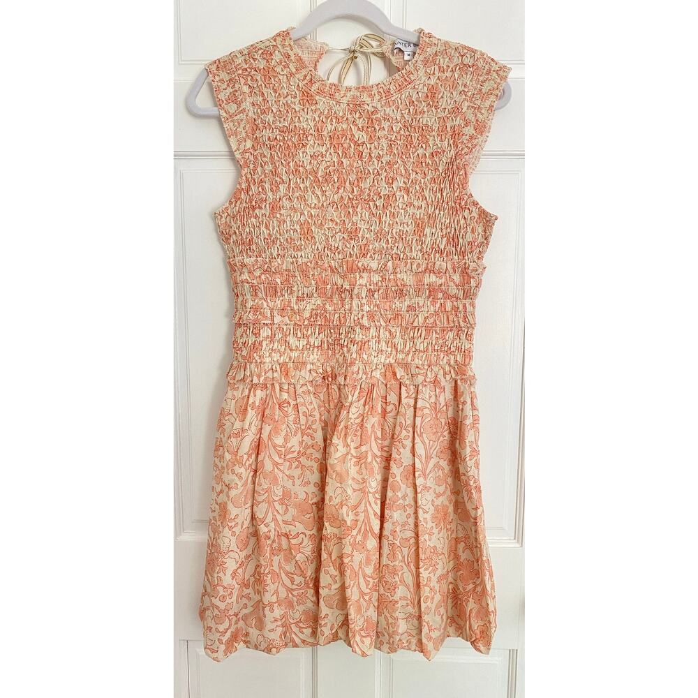 Hunter Bell Tuckernuck Anita Smocked Sleeveless Mini Dress Rosewater Floral M - Picture 9 of 13